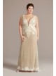 Illusion Plunge Lattice Skirt Plus Wedding Gown DB Studio 9WG4066