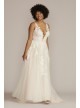 Illusion Plunge V-Neck Lace Plus Size Wedding Gown Oleg Cassini 8CWG924