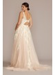 Illusion Plunge V-Neck Lace Wedding Gown Oleg Cassini CWG924