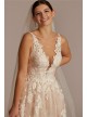 Illusion Plunge V-Neck Lace Wedding Gown Oleg Cassini CWG924