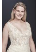 Illusion Plunging Bodice Plus Size Wedding Dress  4XL9SWG772