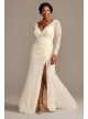 Illusion Sleeve Faux Wrap Tall Plus Wedding Dress Melissa Sweet 4XL8MS251219