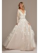 Illusion Sleeve Plunging Ball Gown Wedding Dress  SWG820