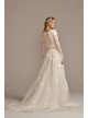 Illusion Sleeve Plunging Ball Gown Wedding Dress  SWG820