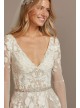 Illusion Sleeve Plunging Petite Wedding Dress  7SWG820