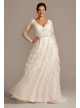 Illusion Sleeve Plunging Plus Size Wedding Dress  9SWG820