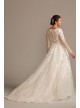 Illusion Sleeve Plunging Plus Size Wedding Dress  9SWG820