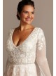 Illusion Sleeve Plunging Plus Size Wedding Dress  9SWG820