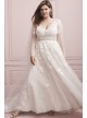 Illusion Sleeve Plunging Plus Size Wedding Dress  9SWG820