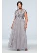 Illusion T-Shirt Sleeve Embellished Plus Size Gown Marina 292329