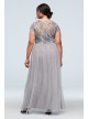 Illusion T-Shirt Sleeve Embellished Plus Size Gown Marina 292329