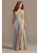 Iridescent Glitter Metallic Gown with Applique Xscape 3242X