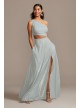 Iridescent Glitter One Shoulder Gown with Cutout City Triangles 7961GZ4A