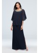 Jersey A-Line Capelet Dress with Beaded Neck  2328D