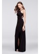 Jersey Gown with Strappy Open Back and High-Neck Morgan and Co 12489