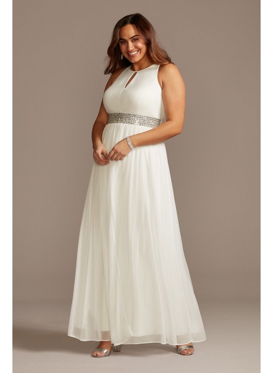 Jersey Keyhole Plus Size Gown with Crystal Waist  5655W