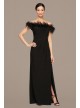 Jersey Off-The-Shoulder Dress With Marabou Detail Alex Evenings 81351465