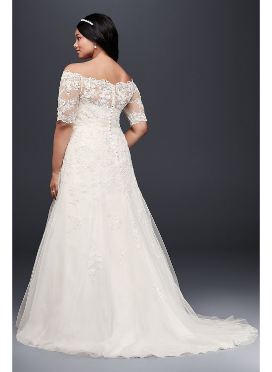 Jewel 3/4 Sleeve  Plus Size Wedding Dress Jewel 9WG3734