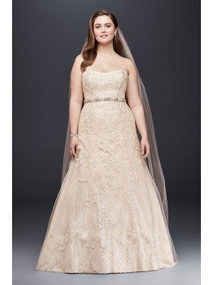 Jewel Lace A-Line Beaded Plus Size Wedding Dress Jewel 9WG3755