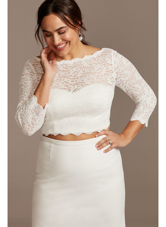 Lace 3/4 Sleeve Plus Size Wedding Separates Top DB Studio 9DS150847