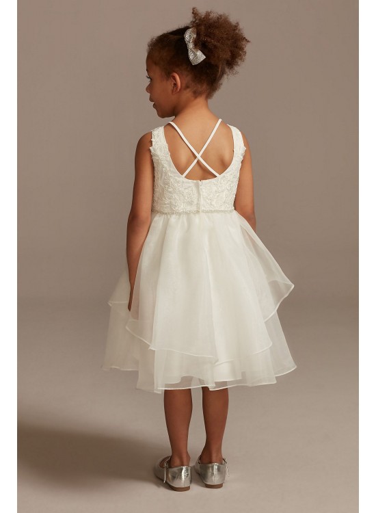 Lace Applique Flower Girl Dress with Tiered Skirt  WG1414