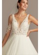 Lace Applique Illusion Chiffon Skirt Wedding Dress  SWG842