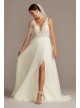 Lace Applique Illusion Chiffon Tall Wedding Dress  4XLSWG842