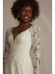 Lace Applique Long Sleeve Petite Wedding Dress Oleg Cassini 7SLCWG905