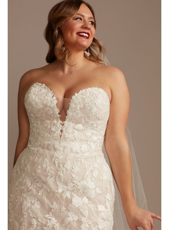 Lace Applique Mermaid Plus Size Wedding Dress  8CWG912