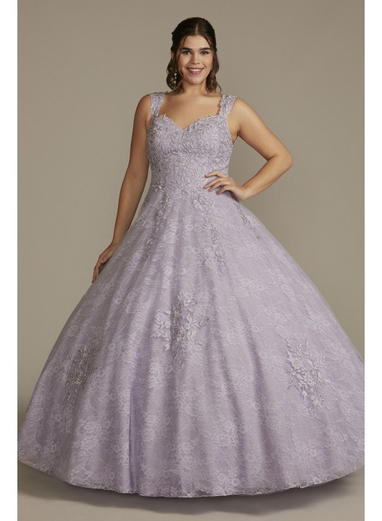 Lace Applique Semi-Cap Sleeve Plus Quince Gown Fifteen Roses 8FR2203