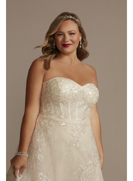 Lace Applique Tea-Length Plus Size Wedding Dress  8CWG903