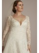 Lace Applique Tulle Long Sleeve Plus Wedding Dress Oleg Cassini 8SLCWG905