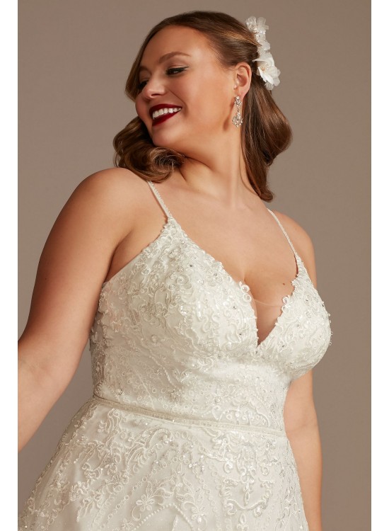 Lace Applique Tulle Plus Size Wedding Dress  8CWG905