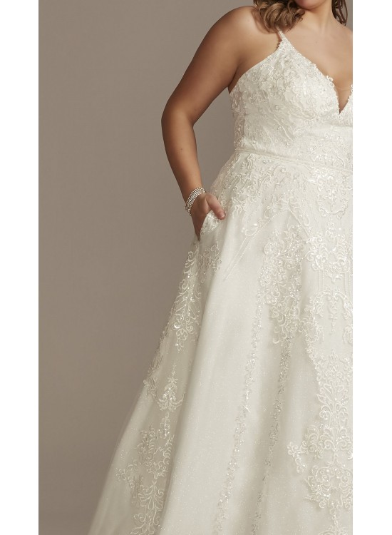 Lace Applique Tulle Plus Size Wedding Dress  8CWG905