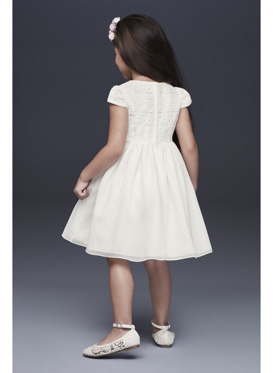 Lace Bodice Cap Sleeve Flower Girl Dress  OP259