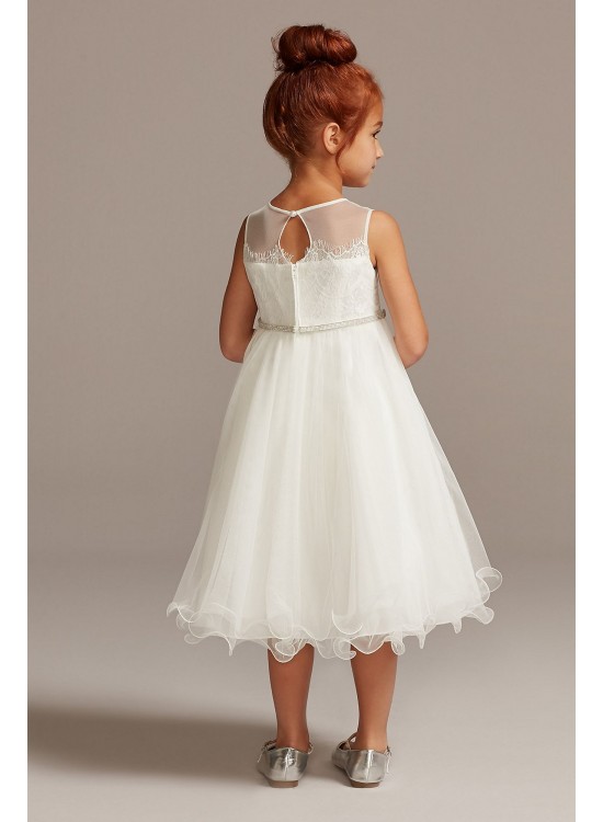 Lace Bodice Flower Girl Dress with Crystal Sash  OP267