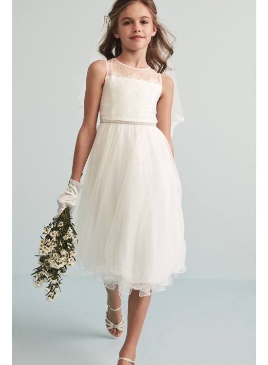 Lace Bodice Flower Girl Dress with Crystal Sash  OP267