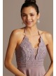 Lace Bodice Illusion Plunge Halter Mini Dress Speechless D78671H629