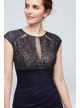 Lace Bodice Keyhole Gown with Mesh Ruched Cascade Betsy and Adam A22197