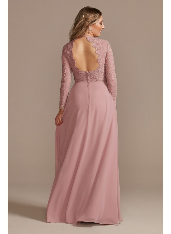 Lace Chiffon Long-Sleeve Long Bridesmaid Dress F20359