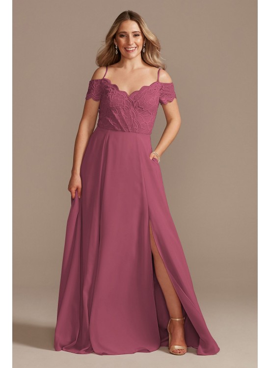 Lace Chiffon Off-Shoulder Long Bridesmaid Dress F20358