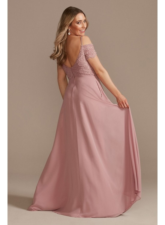 Lace Chiffon Off-Shoulder Long Bridesmaid Dress F20358