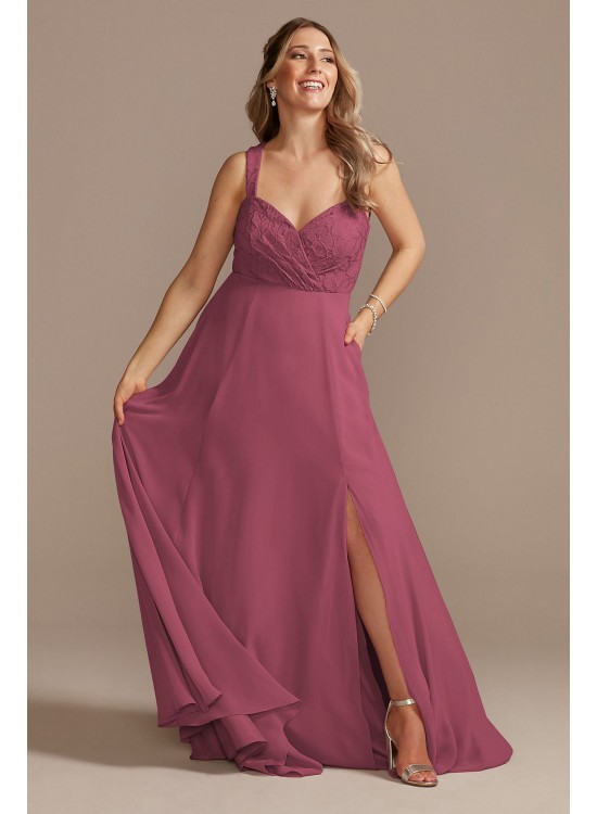 Lace Chiffon Tank Long Bridesmaid Dress F20357