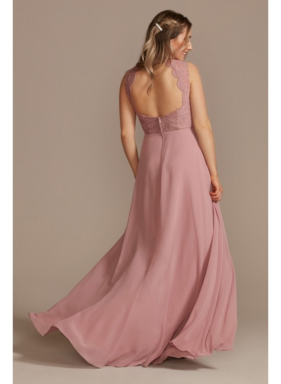 Lace Chiffon Tank Long Bridesmaid Dress F20357