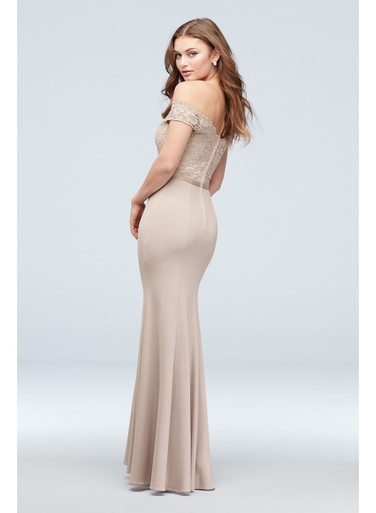 Lace Crepe Off-the-Shoulder Bridesmaid Dress  F20035