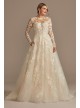 Lace Illusion Long Sleeve Ball Gown Wedding Dress  SLCWG833