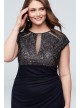 Lace Keyhole Plus Size Gown with Ruched Cascade Betsy and Adam A22197W