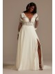 Lace Long Sleeve Chiffon Plus Size Wedding Dress  9SLSWG842