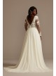 Lace Long Sleeve Chiffon Plus Size Wedding Dress  9SLSWG842