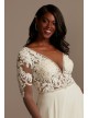 Lace Long Sleeve Chiffon Plus Size Wedding Dress  9SLSWG842